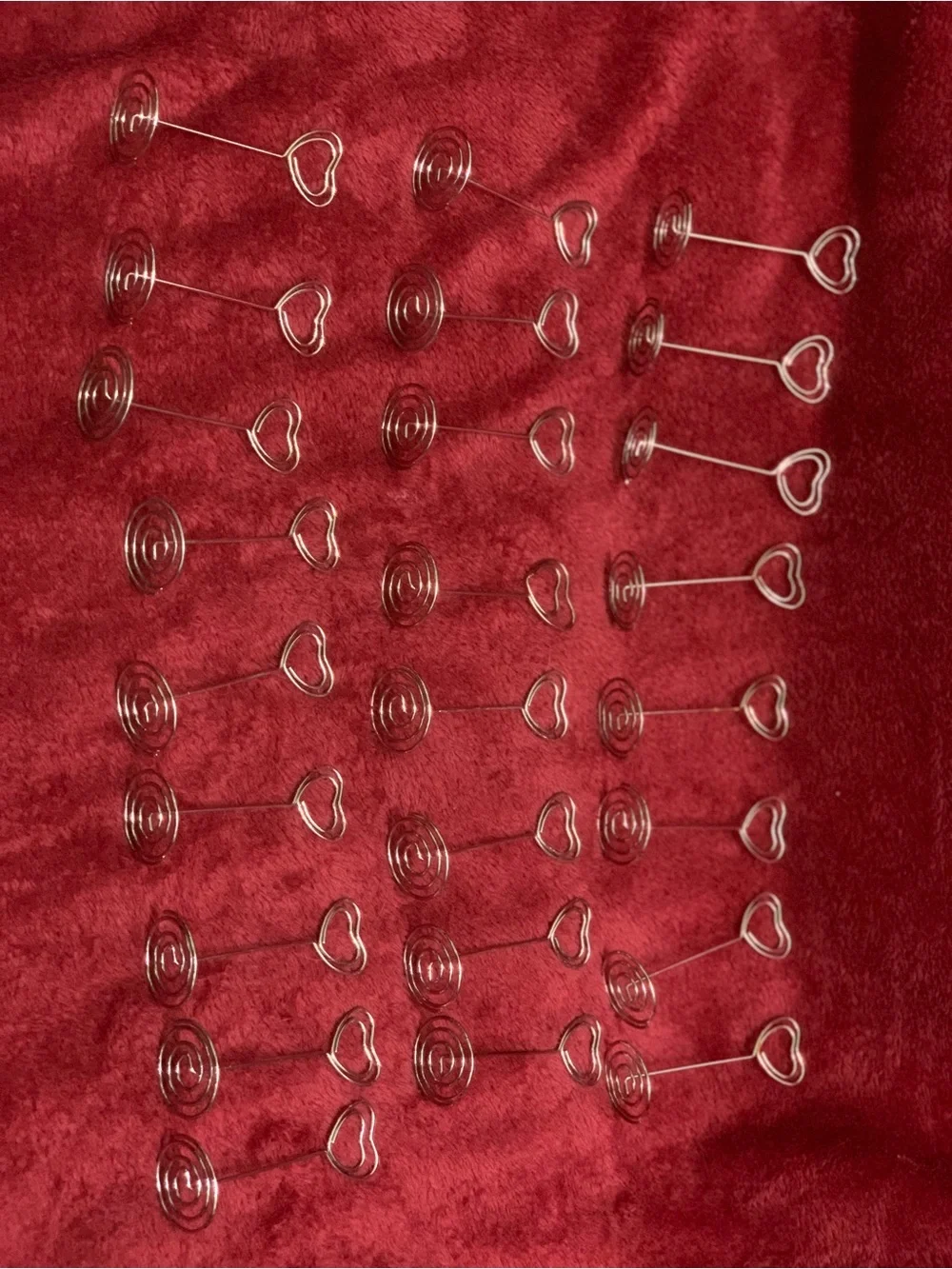 Set of Heart-Shaped Silver Place Card Holders